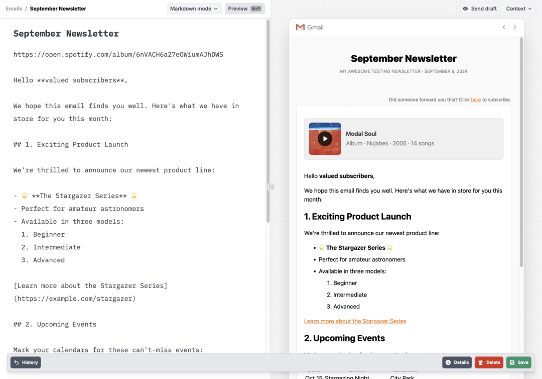 Buttondown email editor